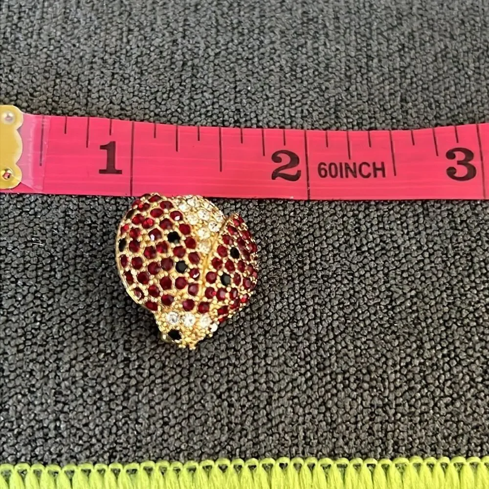 Gorgeous. Vintage Monet Red Rhinestone Ladybug Brooch